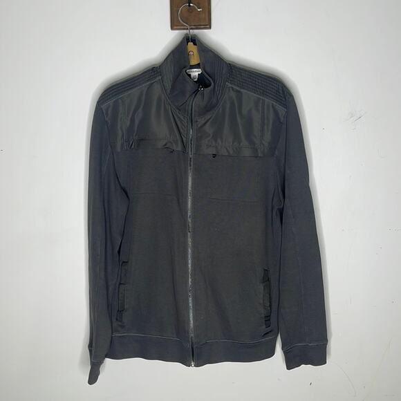 CALVIN KLEIN Gray Knit Cotton and Polyester Zip Front Jacket Size Large - Picture 1 of 8